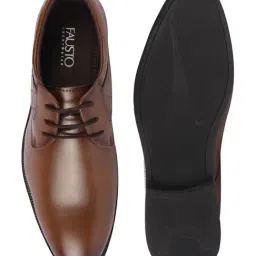 FAUSTO Men's Tan Derby Shoes image 3