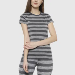 Vimal Jonney Grey Stripes Print Pajama Set image 1