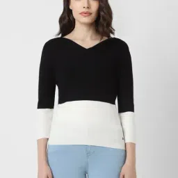 Van Heusen Black & White Color-Block Top-image-2