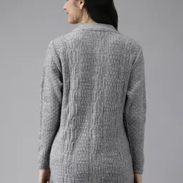 Cayman Grey Woolen Textured Longline Cardigan image 2