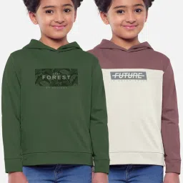 HELLCAT Green & Brown Printed Full Sleeves T-Shirt (Pack Of 2) image 1
