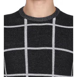 Red Tape Black Regular Fit Checks Sweater image 4