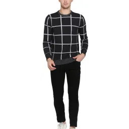 Red Tape Black Regular Fit Checks Sweater image 5