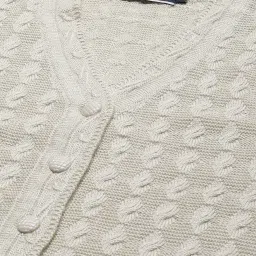 Cayman Light Beige Woolen Textured Cardigan image 5