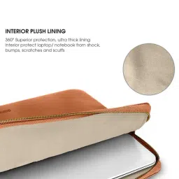 Gripp Luxury Premium Leather Laptop Sleeve Bag Case for Macbook & Laptop Upto 14 Inch - Brown image 3