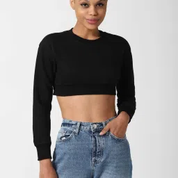 Forever 21 Black Regular Fit Crop Sweatshirt image 1