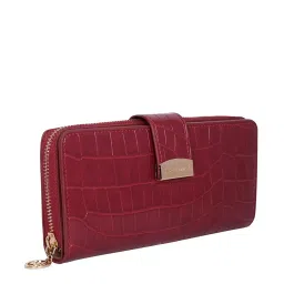 Lino Perros Red Solid Zip Around Wallet for Women image 2