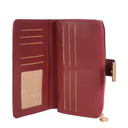Lino Perros Red Solid Zip Around Wallet for Women image 4