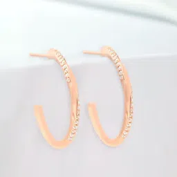 Zavya 925 Silver Classic Rose Gold Plated Hoop Earrings for Women-image-61