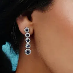 Zavya 925 Silver Flowing Elegance Rhodium Plated Drop Earrings for Women image 2