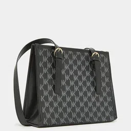 Styli Black Printed Structured Shoulder Bag image 1