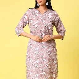V-Mart Floral Printed V Neck Straight Kurta-picture-24