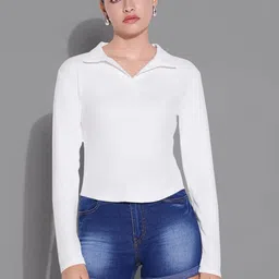 Maheshvi Women Shirt Collar Long Sleeves Fitted Top-picture-26