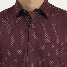 Greenfibre Micro Disty Printed Cutaway Collar Slim Fit Cotton Shirt image 4