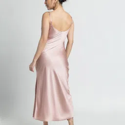 JULO Cowl Neck Satin Maxi Midi Dress image 2