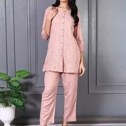 W Embroidered Round Neck Tunic With Trousers Co-Ords-picture-21