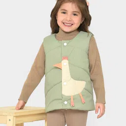 Mi Arcus Polyester  Half Sleeves Hen Embroidered  Jacket - Green image 1