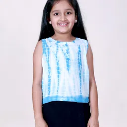Kiddopanti Rayon Woven Sleeveless Tie Dye Top - Blue-picture-14
