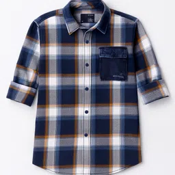 Junior Killer Full Sleeves Buffalo Checked Shirt - Blue-picture-21