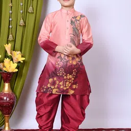 BAESD Boys Floral Printed Regular Dupion Silk Kurta with Patiala-picture-23