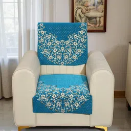 Furnishing Hut Turquoise Blue & Turquoise Blue Embroidered 2 Piece Sofa Cover-picture-26