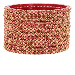 ZULKA Set Of 12 Pearls Beaded & Moti Work Glass Bangles image 5