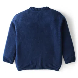 Babyhug Knitted Full Sleeves Sweater Shapes Print - Navy Blue image 2