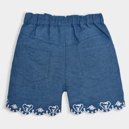 Mi Arcus Denim Floral & Cartoon Embroidered Shorts - Blue image 3