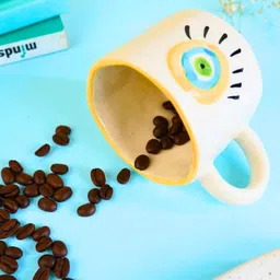 WEAVING HOMES Abstract Evil Eye Mug With beautiful Rust Color Drinkware Mug 180 ml image 2