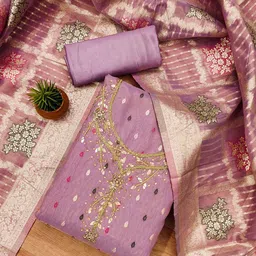 MANVAA Embellished Unstitched Dress Material image 1