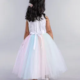Babyhug Sleeveless Sequins Detailing Party Gown - Multicolour image 3