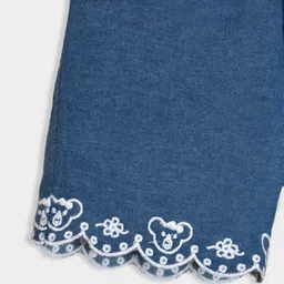 Mi Arcus Denim Floral & Cartoon Embroidered Shorts - Blue image 5