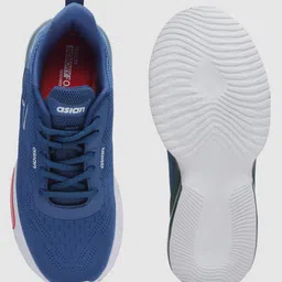 asian Colour Blocked Lace Up Running Shoes - Turquoise & Red image 5