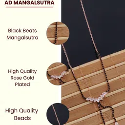 SOLIBELLE Rose Gold-Plated Artificial Stones Mangalsutra image 3