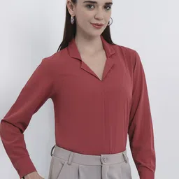 All About You Formals Women Cuban Collar Cotton Shirt Style Regular Top image 2