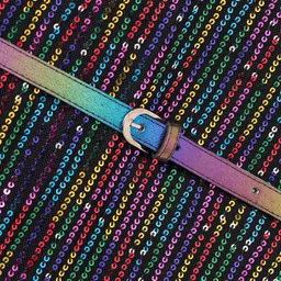 Hola Bonita Knit Three Fourth Sleeves A Line Party Dress with Sequin Detailing - Black image 5