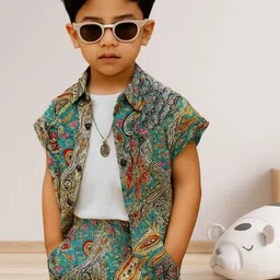 NAAMJAP Kids Cotton Printed Shirt with Shorts-picture-33
