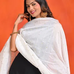 HELLA FASHIONS Pack Of 2 Geometric Woven Design Chanderi Dupatta image 4