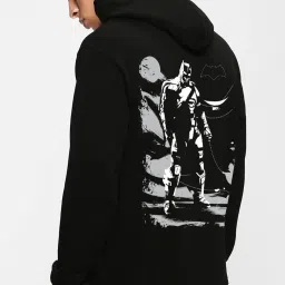 Bewakoof Jet Black Relaxed Fit Printed Hooded Sweatshirt image 2