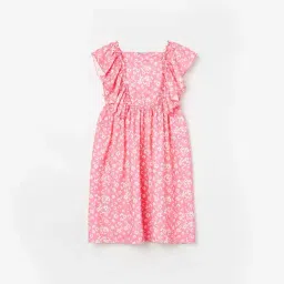 Fame Forever by Lifestyle Kids Pink & White Floral Print Dress-picture-23