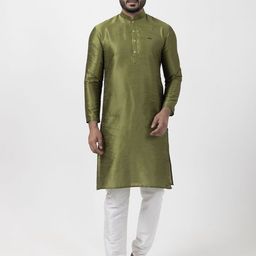 DEVOILER Men Regular Dupion Silk Kurta with Pyjamas-picture-28
