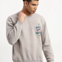 showoffff Showoff Grey Slim Fit Printed Sweatshirt image 2
