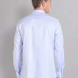 AD by Arvind Sky Blue Regular Fit Textured Shirt image 2