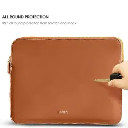 Gripp Luxury Premium Leather Laptop Sleeve Bag Case for Macbook & Laptop Upto 14 Inch - Brown image 5