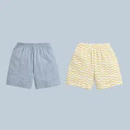 Bumzee Kids Grey & Yellow Solid Shorts (Pack Of 2) image 2