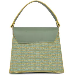 Eume Dragonfly Basil Green Leather Printed Satchel Handbag image 2