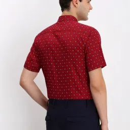 Allen Solly Red Cotton Slim Fit Printed Shirt image 2