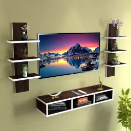 Furnifry Wenge with White Band 42 Inch(TV) Wood Wall Mounted Square TV Cabinet-image-8