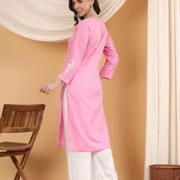 Poshak Chikan Studio Soha Floral Embroidered Chikankari Kurta image 2