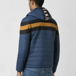 Van Heusen Blue Regular Fit Quilted Hooded Jacket image 2
